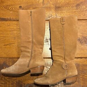 Tan Suede Knee-High Boots